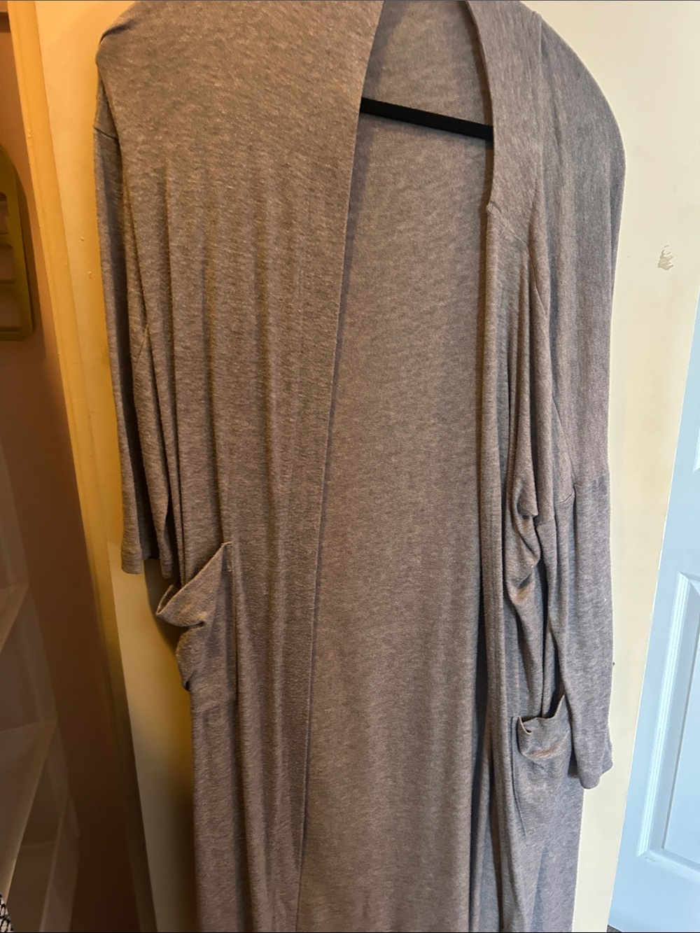 Carly Jean Los Angeles Heather Gray Long Open-Front Cardigan